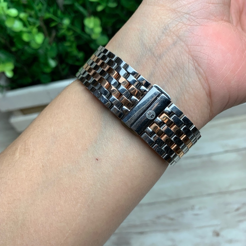 Michele | Two-tone Gracile Mother of Pearl Diamond Watch - Picture 7 of 10